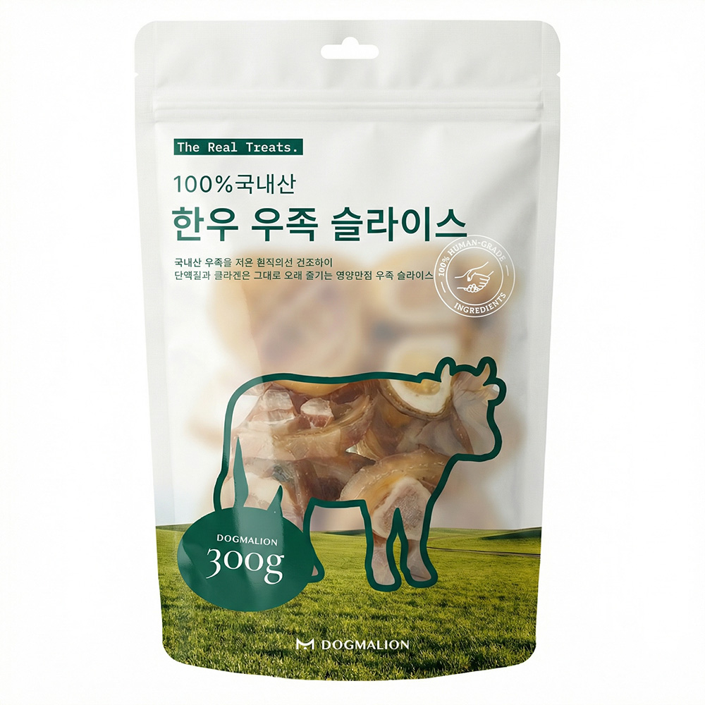 도그말리온 국내산 강아지 수제간식 대용량 6종, 1개, 300g, 한우 우족 슬라이스 - 19,800원