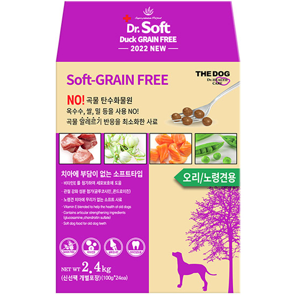 더독 노령견용 닥터 소프트 그레인프리 사료, 오리, 2.4kg, 1개 - 23,060원