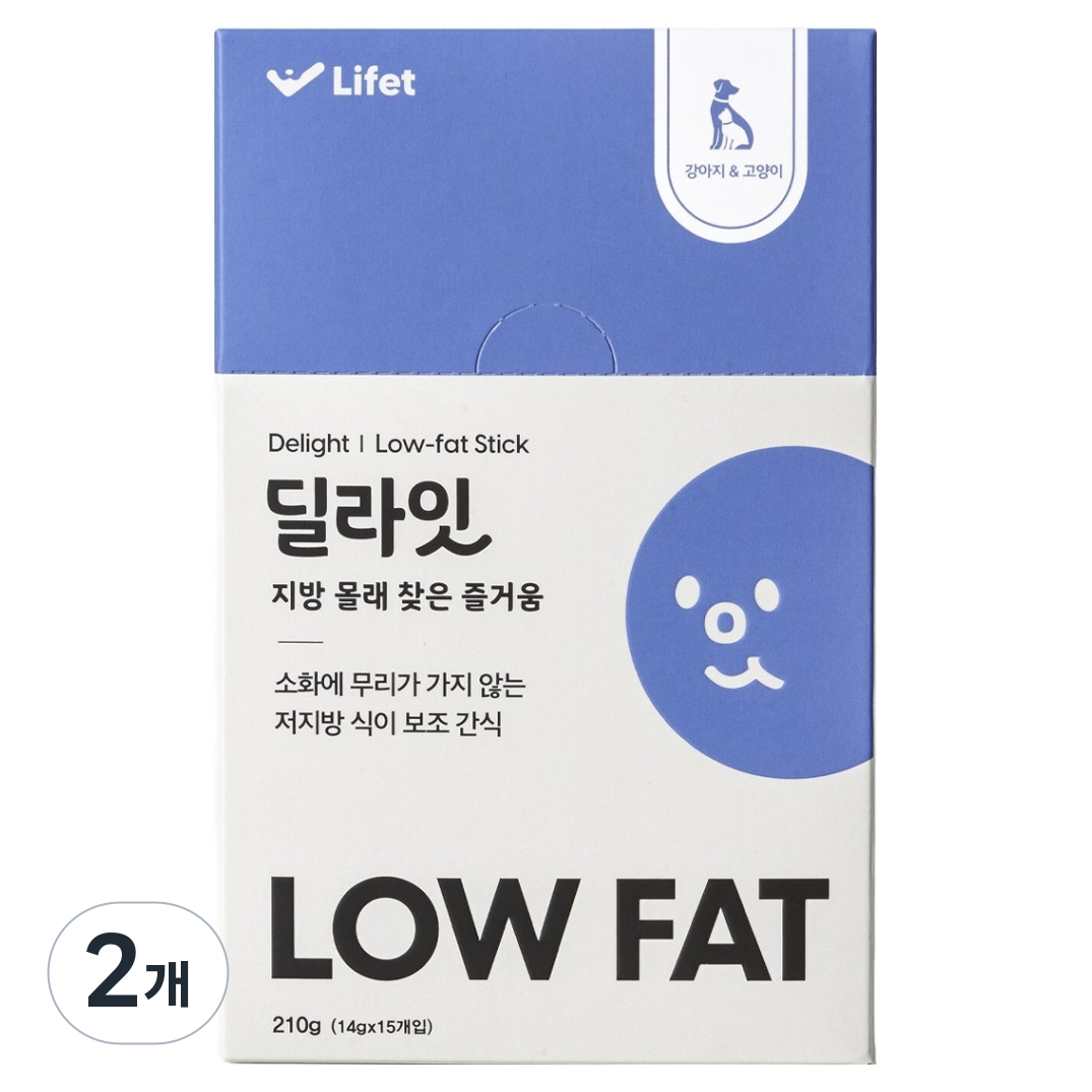 라이펫 반려동물 딜라잇 low fat 영양 간식 스틱 (210g, 2개) - 38,000원