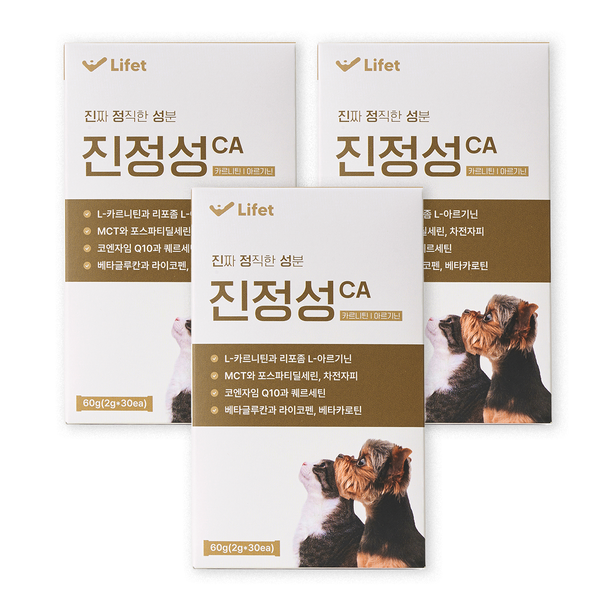 진정성 당뇨 다이어트 영양제 강아지 고양이 카르니틴 아르기닌 혈당 체중 조절 비만, 3개, 체중 관리, 30회분 - 65,550원