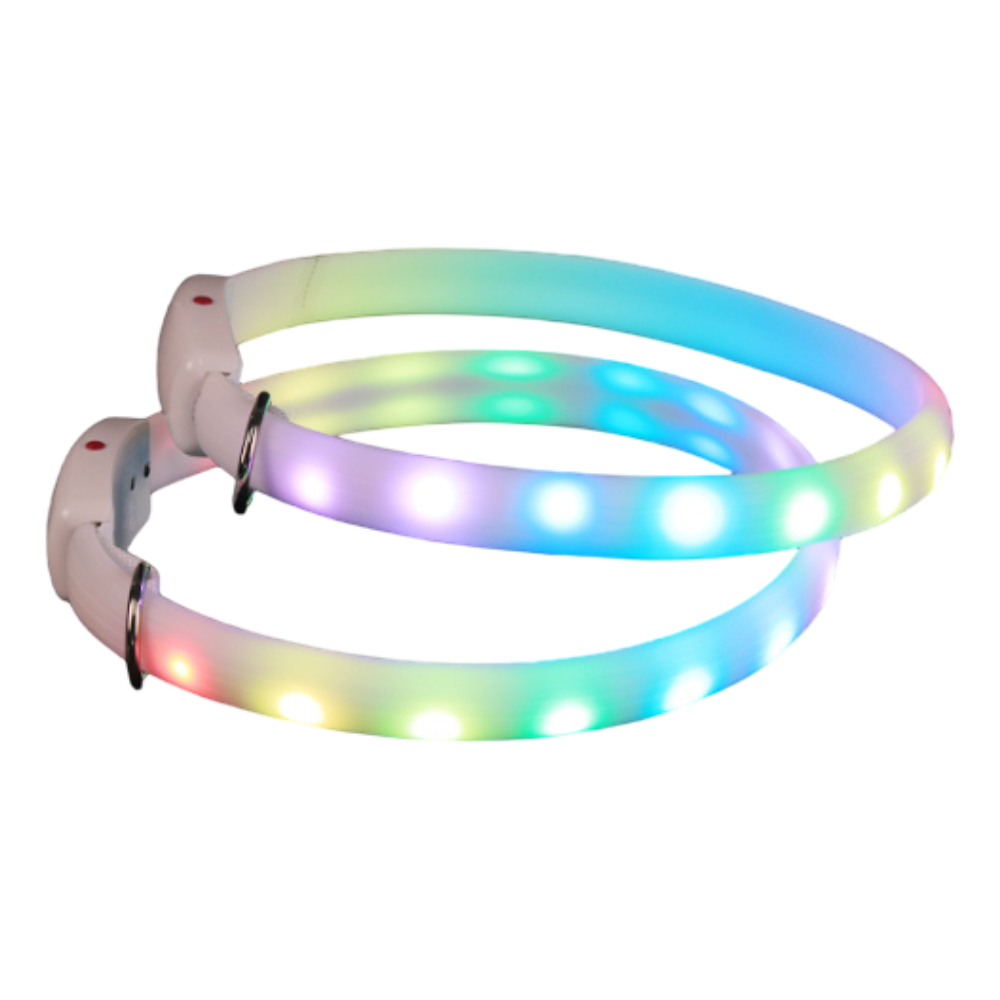 단짠이네 강아지 LED 목걸이 목줄 USB 충전식 야광 방수 야간산책용, 1개, 레인보우 - 16,900원