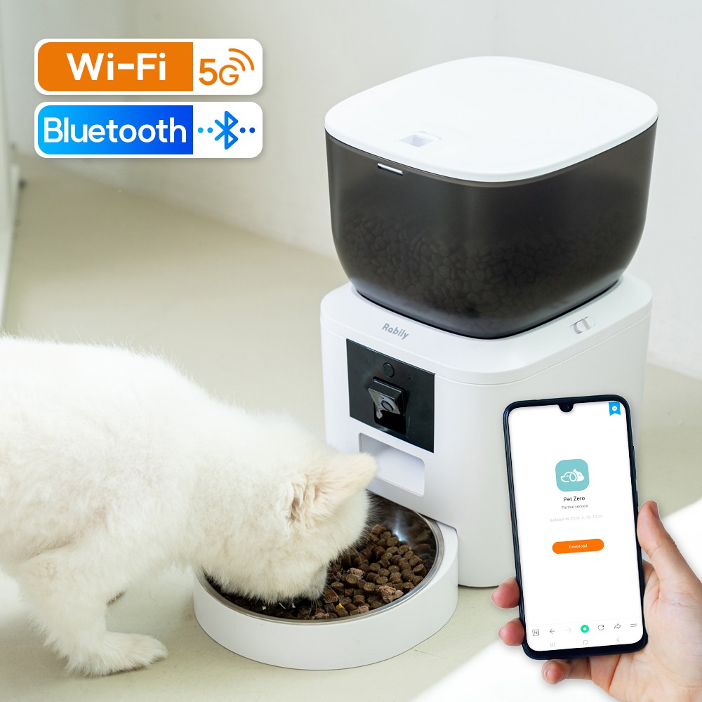 [5G/블루투스] 라빌리 강아지 고양이 스마트 자동급식기 영상카메라 각도조절, 4L, 1개 - 129,000원