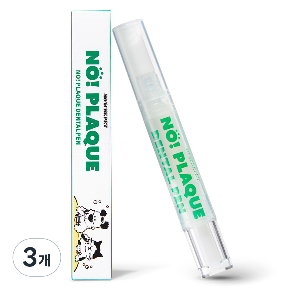 (사선형)몽세펫 프리미엄 양치펜 칫솔 치석/입냄새제거 치약/강아지 고양이 겸용, 3개, 5g - 24,700원
