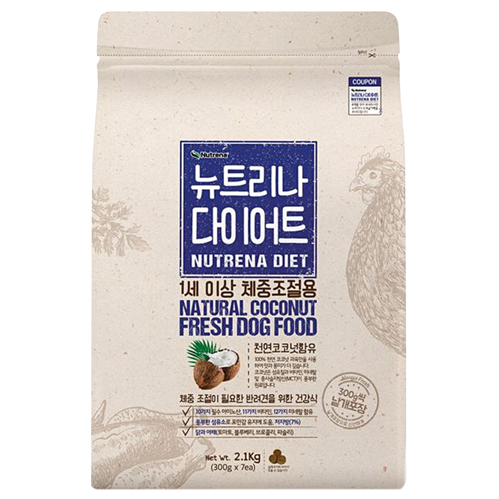 뉴트리나 어덜트 곡물 다이어트 애견사료, 닭, 2.1kg, 1개 - 11,900원