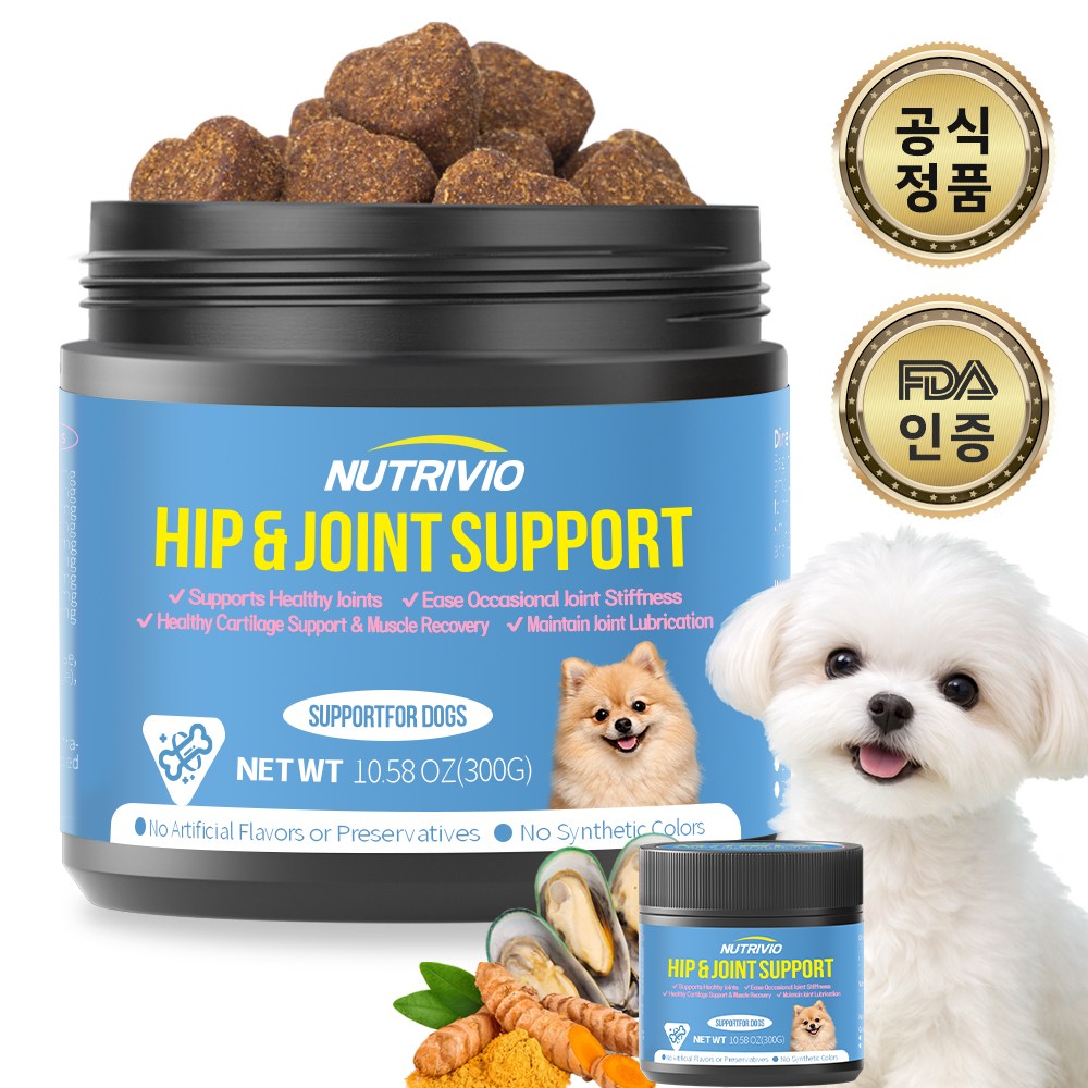 NUTRIVIO 강아지관절영양제 노령견 소형견 슬개골 대용량 콘드로이친 간식 강아지 종합 영양제 - 31,150원