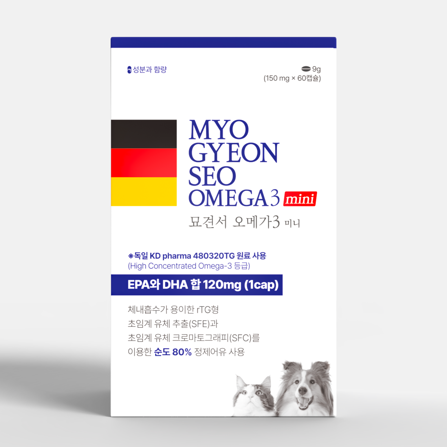 묘견서 강아지 고양이 오메가3 미니 60캡슐 순도 80% KDpharma 원료 - 12,800원